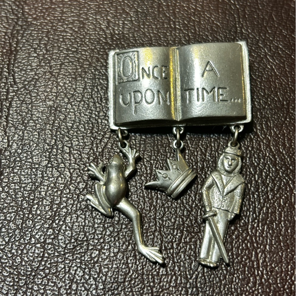 Vintage Pewter "Once Upon A Time" Fantasy Storybook Charms Brooch